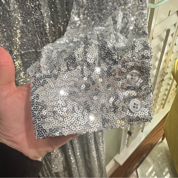 Eloquii Silver Sequin Belted Jumpsuit - Size 28 (NWT) - Picture 6 of 12